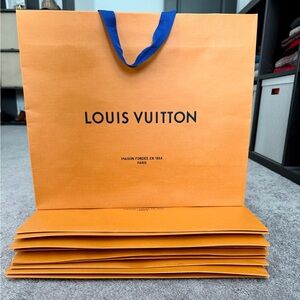 Louis Vuitton Orange Black Logo‎ Shopping Bag Medium